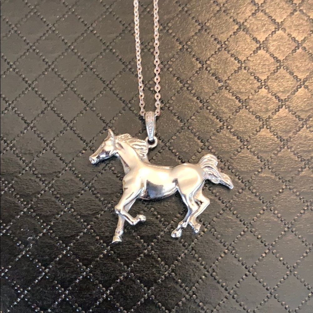 925 Silver Horse Pendant Necklace